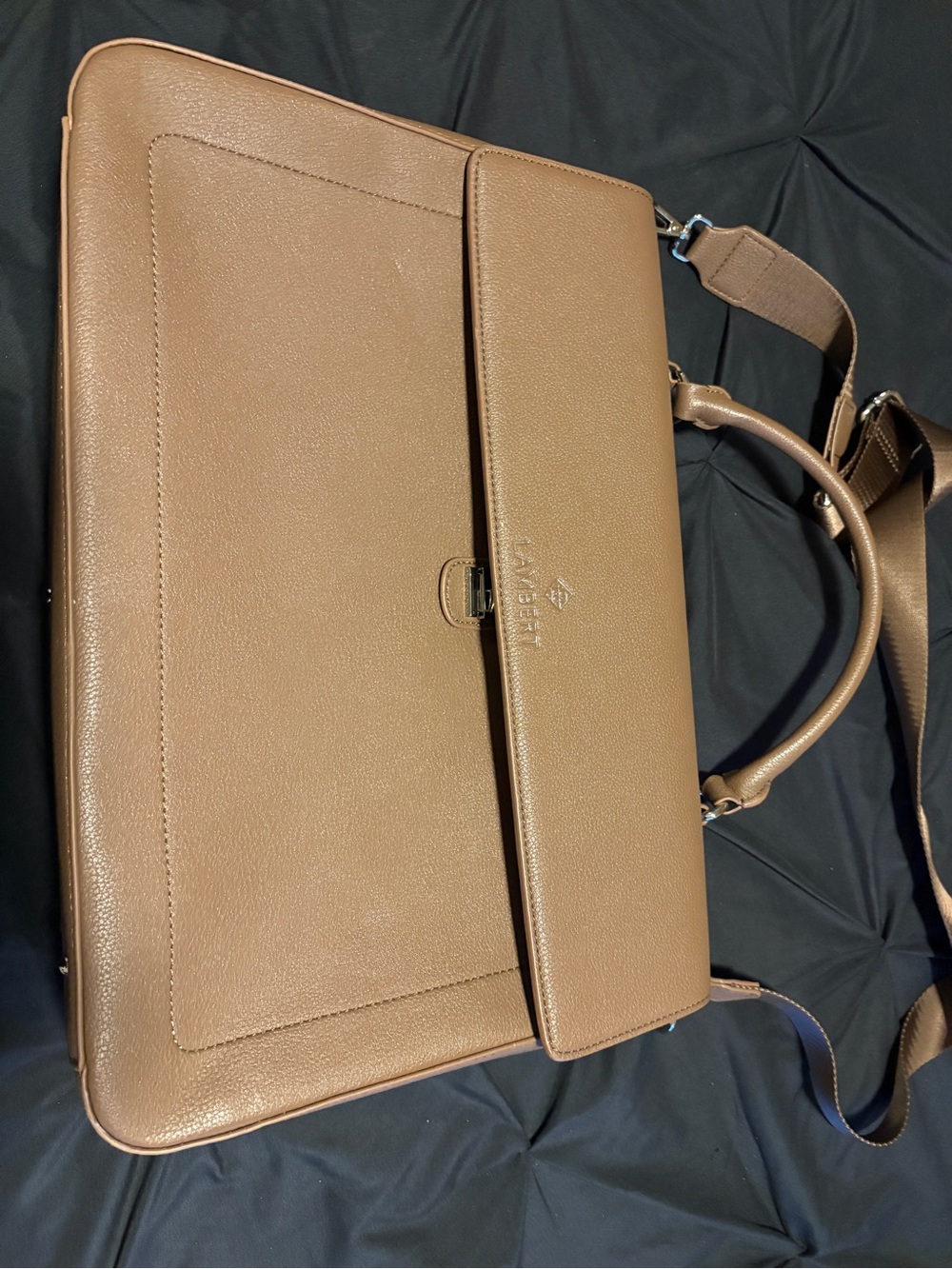 Lambert Leather Briefcase Bag - Wood (colour)
